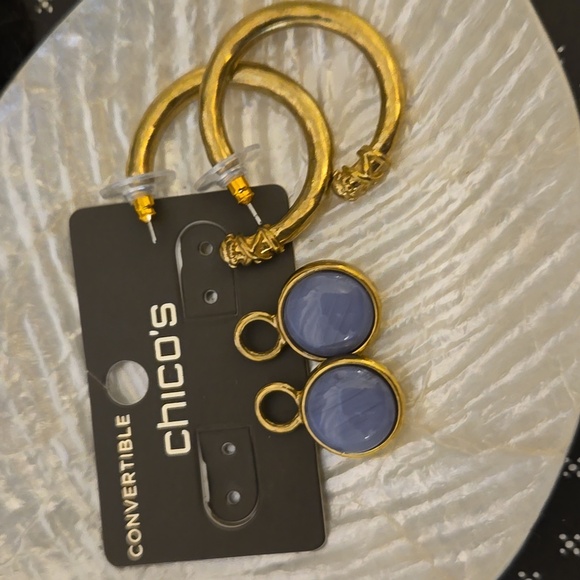 CHICOS 3 Way Convertible Hoop EarringsAntique Gold Tone NWT - Picture 11 of 11